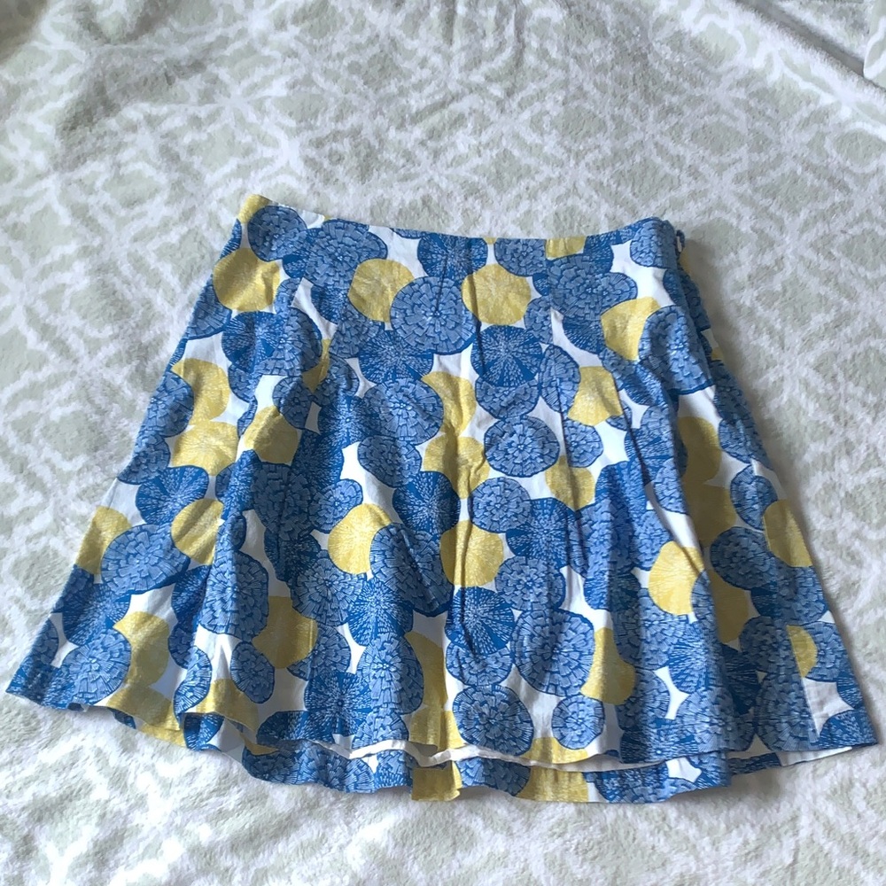 Boden Blue and Yellow Circle Print Midi Skirt Size 16R